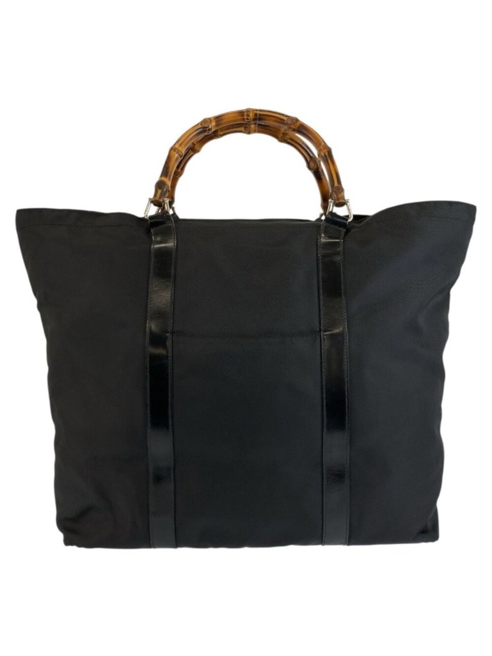 Gucci Bamboo Black Nylon Tote Bag